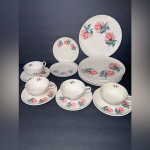 Vintage Thermocraft Ovenproof Ballerina Universal Rose Set Of 20